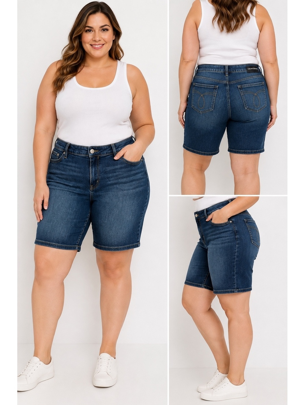 Calvin Klein Jeans Women’s Size 16 Denim Bermuda Shorts Dark Wash